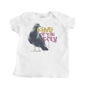 Boy's White Infant T-Shirt with Pigeon Design