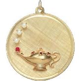 Oil Lamp on Disc, 14K Gold Charm