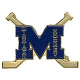 Michigan Wolverines Hockey Logo and Cross Sticks Pin