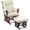 Pecan Rocker Glider Rocking Chair w/ Ottoman