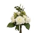 Allstate FBQ806-CR 11 in. Rose-Skimmia Bouquet Cream- Pack of 6