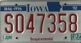 Iowa Sesquicentennial License Plate