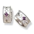 Matte and shiny antique style with amethyst, Blue Topaz & Peridot CZ Solid Sterling Silver Earrings