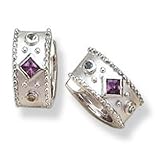 Matte and shiny antique style with amethyst, Blue Topaz & Peridot CZ Solid Sterling Silver Earrings