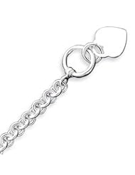 Sterling Silver Engraveable Heart Disc on Fancy Link Toggle Necklace - 18 Inch