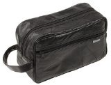 cheap Large Genuine Black Leather Travel Kit Shaving Mens Toiletry Bag Mosaic Pattern