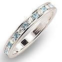 Women's Stone Band Aquamarine Swarovski Crystal Ring, Size: 5-10 Sterling Silver .925