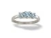 14K White Gold Genuine Round Aquamarine 3-Stone Ring