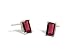14K White Gold Emerald-cut Created Ruby Stud Earrings
