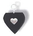 Black and Silver Heart Id Purse - hang it on any dog or cat collar - id tag