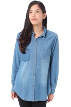 (アズールバイマウジー)AZUL by moussy 【AZUL by moussy】デニムトロンプルイユ長袖シャツ