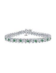 Emerald and Diamond Tennis Bracelet : Platinum - 5.00 CT TGW