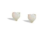 14K Yellow Gold Genuine Heart Opal Stud Earrings