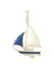 Sterling Silver Charm Sailboat Blue & White Enamel High Polish