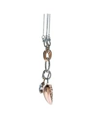 14K Rose And White Gold 17 Inch Diamond Heart Necklace