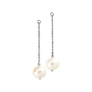 Pair 09.00 – 11.00 Mm 14K White Gold White Freshewater Circle Pearl Earring Jacket