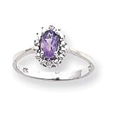 14k White Gold .02ct Diamond and Amethyst Birthstone Ring