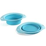 Portable/Collapsible Food or Water Travel Dish for Pets - Medium, Blue