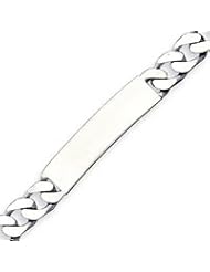 Sterling Silver 8 Inch Engraveable Antiqued Curb Link ID Bracelet - 8 Inch