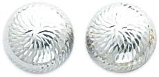 White-gold Diamond-Cut Button Stud Earrings New