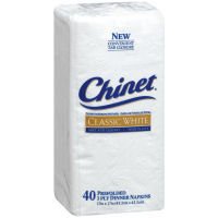 Chinet Classic 3 Ply Dinner Napkins, Large, White, 40 Count
