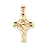 14k Diamond-Cut Celtic Cross Pendant - Measures 23x18mm - JewelryWeb