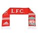This Liverpool Adidas Scarf is a completely new design from Adidas for 2010. The scarf is fashioned 
in the famed red Liverpool club colours. It has been created from 100% Acrylic. You will discover 
knitted Adidas logos and stripes at each end on both sides. With Liverpool club crests at the 
opposite end on each side. On the front there exists a large Liverpool F.C logo in the centre. On 
the back there is an L.F.C logo in the centre. The Liverpool Adidas Scarf is an official Adidas 
product constructed under licence for Liverpool Football Club and constitutes a superb gift idea for 
just about any proud Liverpool fans to wear or to watch the important match. You