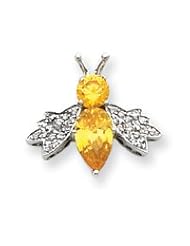 Sterling Silver Yellow and Clear CZ Pendant Slide