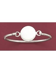 Sterling Silver Baby-Size Bangle, 2mm wide, 5/8 inch dia Round Engraveable Plate, 6-1/2 inch