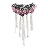 Sterling Silver Lavender Agate Pearl Rose Quartz Crystal Pin