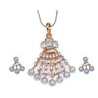 Earring and Pendant Sets Costume Jewelry with Cubic-Zirconia Gemstones Hand Engraved... by 