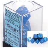 Chessex Dice: Polyhedral 7-Die Velvet Dice Set - Bright Blue w/silver