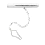Polished Sterling Silver Tie Clip, 2 3/16 In Long With Chain And Button Catch