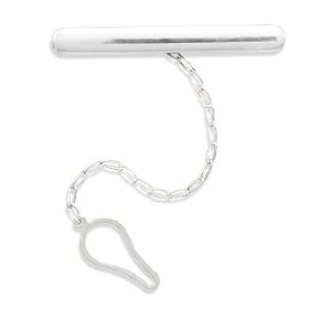 Polished Sterling Silver Tie Clip, 2 3 16 in long with Chain and Button Catch by 