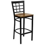 HERCULES Black Window Back Metal Bar Stool with Cherry Wood Seat - XU-DG6R7 ....
