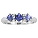 14k White Gold Square Tanzanite and Diamond Ring .69 TCW