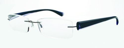 Scojo Gels Widelines Rimless Reading Glasses - Multiple Colors - Hard Coordinated Case Included, 1.25, Black/Gray