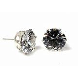 2 MM Round - Sterling Silver Stud Earrings with Cubic Zirconia Stone - High Polish
