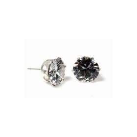 4 MM Round - Sterling Silver Stud Earrings with Cubic Zirconia Stone - High Polish