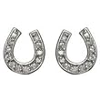 White Gold Rhodium Bonded with Round CZ in a Horseshoe Design Stud Earring in Silvertone