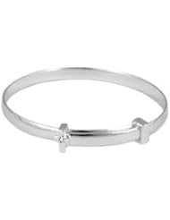 Jewelry For Boys And Girls - Silver Diamond Cross Adjustable Bangle