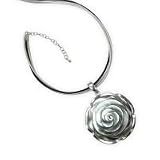 .925 Silver & Mother of Pearl Pendant on Leather Necklace- 18 + 2 IN