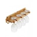 Soild Wood Wall Mounted Wine Glass Rack (Natural) (3.5"H x 15.5"W x 4.25"D)