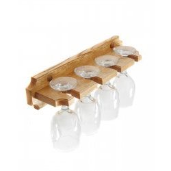 Soild Wood Wall Mounted Wine Glass Rack (Natural) (3.5H x 15.5W x 4.25D) by Laurel Highlands Wood Shop