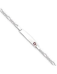 Genuine IceCarats Designer Jewelry Gift Sterling Silver Children&apos;s Medical Id Bracelet W/Figaro In 6.00 Inch