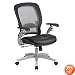 Space AirGrid Series Mid-Back Executive Chair- Black Leather/Platinum Finish