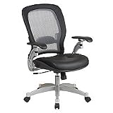 212jWKg%2BsuL. SL160  Space AirGrid Series Mid Back Executive Chair  Black Leather/Platinum Finish