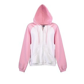 Ladies Color Block Zip Front Hooded Sweatshirt