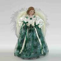 9" Lighted Kelly Green Irish Angel Christmas Tree Topper