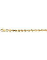 14K Yellow Gold 2.0mm wide Diamond Cut Solid Rope Chain with Lobster Clasp